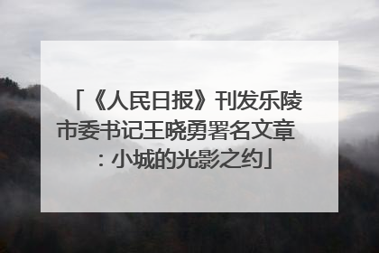 《人民日报》刊发乐陵市委书记王晓勇署名文章：小城的光影之约