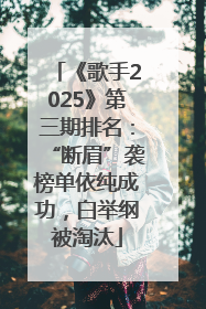 《歌手2025》第三期排名：“断眉”袭榜单依纯成功，白举纲被淘汰