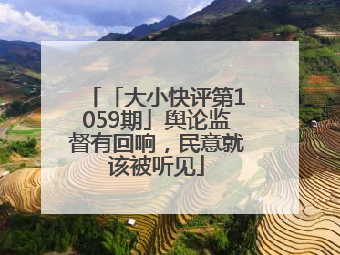 「大小快评第1059期」舆论监督有回响，民意就该被听见