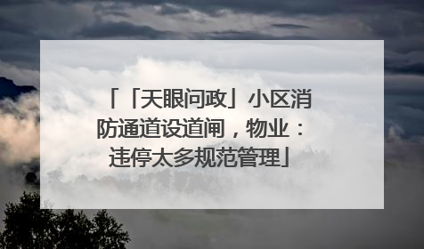 「天眼问政」小区消防通道设道闸，物业：违停太多规范管理