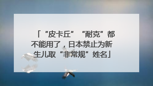 “皮卡丘”“耐克”都不能用了，日本禁止为新生儿取“非常规”姓名