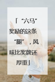 “六马”奖励的这条“腿”，风味比奖牌还厚重