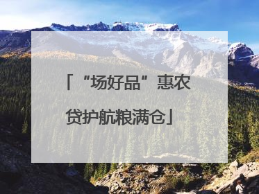 “场好品”惠农贷护航粮满仓