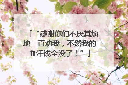 “感谢你们不厌其烦地一直劝我，不然我的血汗钱全没了！”