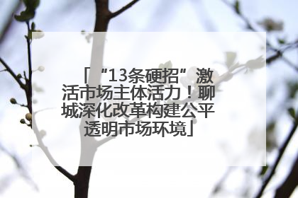 “13条硬招”激活市场主体活力！聊城深化改革构建公平透明市场环境