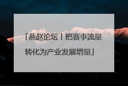 燕赵论坛丨把赛事流量转化为产业发展增量