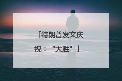 特朗普发文庆祝：“大胜”