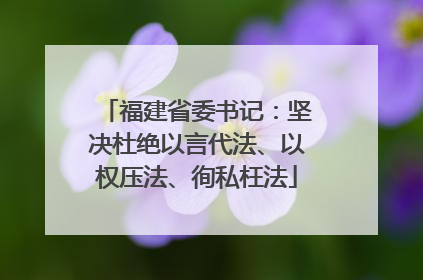 福建省委书记：坚决杜绝以言代法、以权压法、徇私枉法
