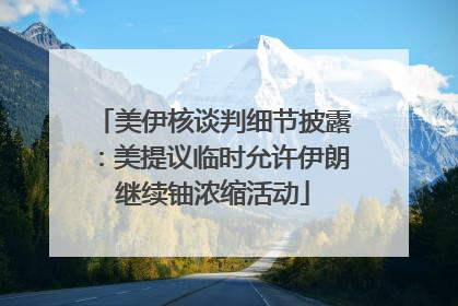美伊核谈判细节披露：美提议临时允许伊朗继续铀浓缩活动