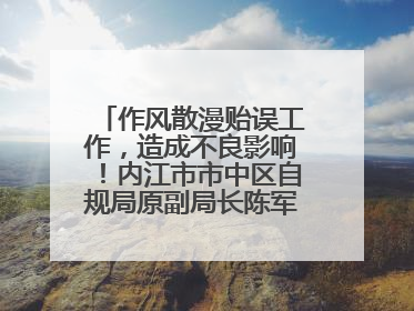 作风散漫贻误工作，造成不良影响！内江市市中区自规局原副局长陈军被“双开”