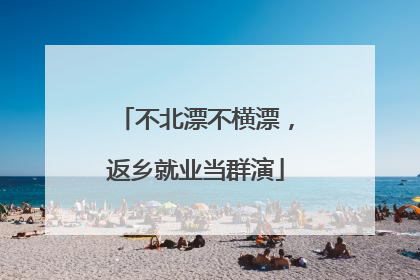 不北漂不横漂，返乡就业当群演