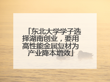 东北大学学子选择湖南创业，要用高性能金属复材为产业降本增效