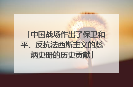 中国战场作出了保卫和平、反抗法西斯主义的彪炳史册的历史贡献