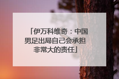 伊万科维奇：中国男足出局自己会承担非常大的责任