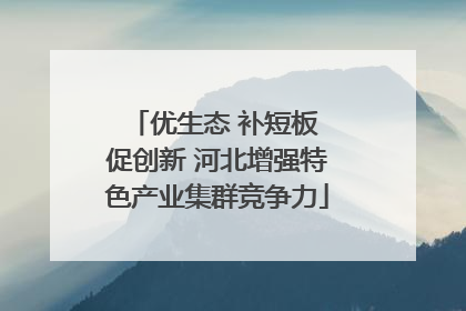 优生态 补短板 促创新 河北增强特色产业集群竞争力