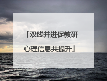 双线并进促教研 心理信息共提升