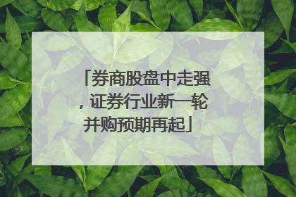 券商股盘中走强，证券行业新一轮并购预期再起