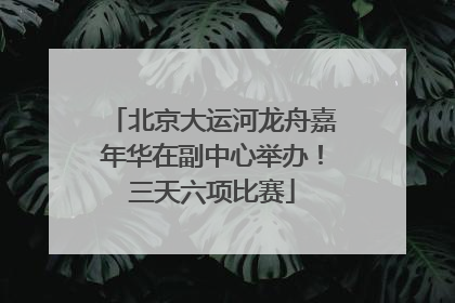 北京大运河龙舟嘉年华在副中心举办！三天六项比赛