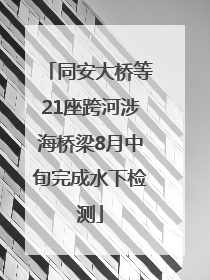 同安大桥等21座跨河涉海桥梁8月中旬完成水下检测
