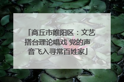 商丘市睢阳区：文艺搭台理论唱戏 党的声音飞入寻常百姓家