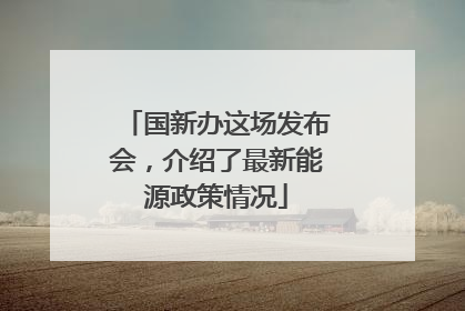 国新办这场发布会，介绍了最新能源政策情况