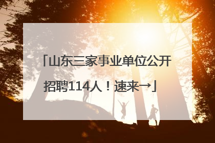 山东三家事业单位公开招聘114人！速来→