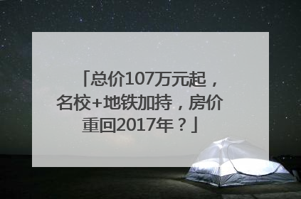总价107万元起，名校+地铁加持，房价重回2017年？