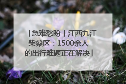 急难愁盼丨江西九江柴桑区：1500余人的出行难题正在解决