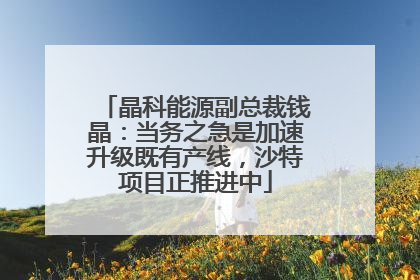 晶科能源副总裁钱晶：当务之急是加速升级既有产线，沙特项目正推进中