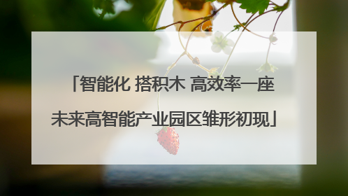 智能化 搭积木 高效率一座未来高智能产业园区雏形初现