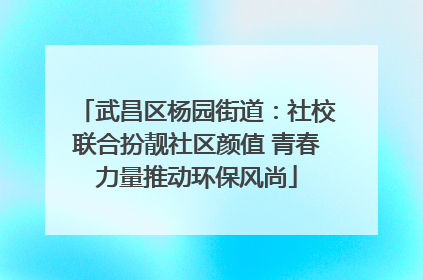 武昌区杨园街道：社校联合扮靓社区颜值 青春力量推动环保风尚