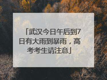 武汉今日午后到7日有大雨到暴雨，高考考生请注意