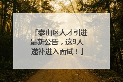 泰山区人才引进最新公告，这9人递补进入面试！