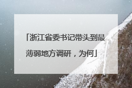 浙江省委书记带头到最薄弱地方调研，为何