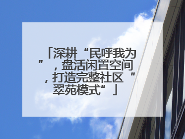 深耕“民呼我为”，盘活闲置空间，打造完整社区“翠苑模式”