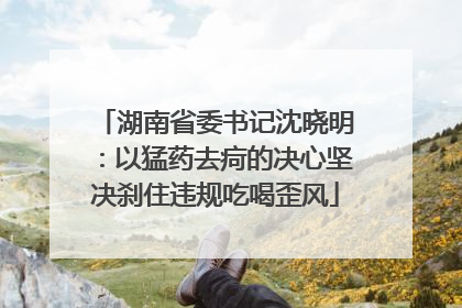 湖南省委书记沈晓明：以猛药去疴的决心坚决刹住违规吃喝歪风