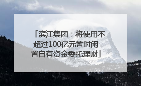 滨江集团：将使用不超过100亿元暂时闲置自有资金委托理财