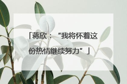 蒋欣：“我将怀着这份热情继续努力”