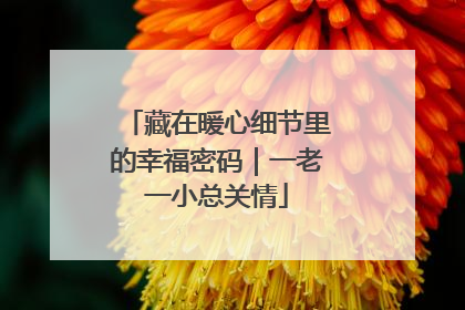 藏在暖心细节里的幸福密码｜一老一小总关情