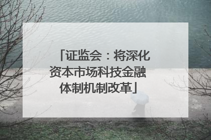 证监会：将深化资本市场科技金融体制机制改革