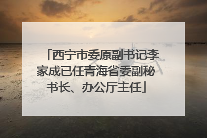西宁市委原副书记李家成已任青海省委副秘书长、办公厅主任