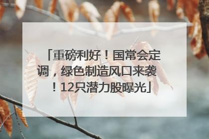 重磅利好！国常会定调，绿色制造风口来袭！12只潜力股曝光
