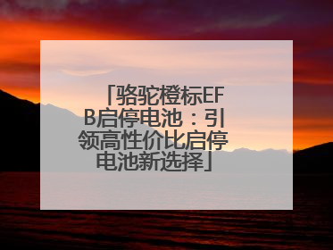 骆驼橙标EFB启停电池：引领高性价比启停电池新选择