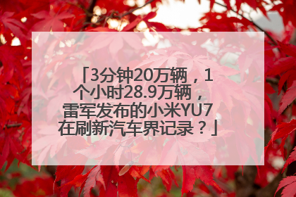 3分钟20万辆，1个小时28.9万辆，雷军发布的小米YU7在刷新汽车界记录？