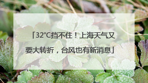 32℃挡不住！上海天气又要大转折，台风也有新消息